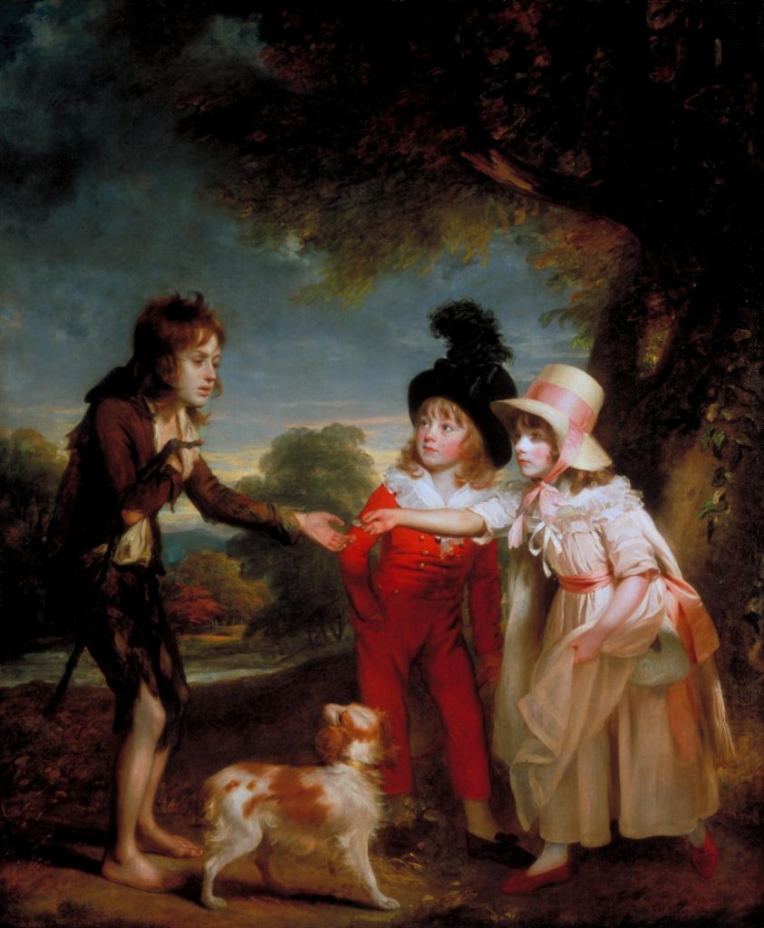 Sir William Beechey (1753-1839), Portrait of Sir Francis Ford's Children Giving a Coin to a Beggar Boy, exhibited 1793  