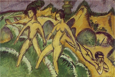 Kirchner_Striding_in_the_Sea_1912